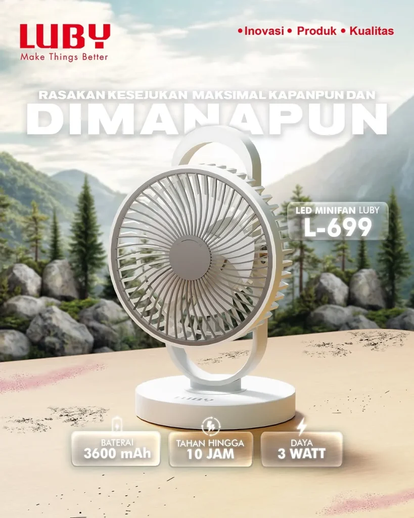 LED Minifan Luby L-699 Solusi Praktis Kesejukan dan Penerangan di Era Modern