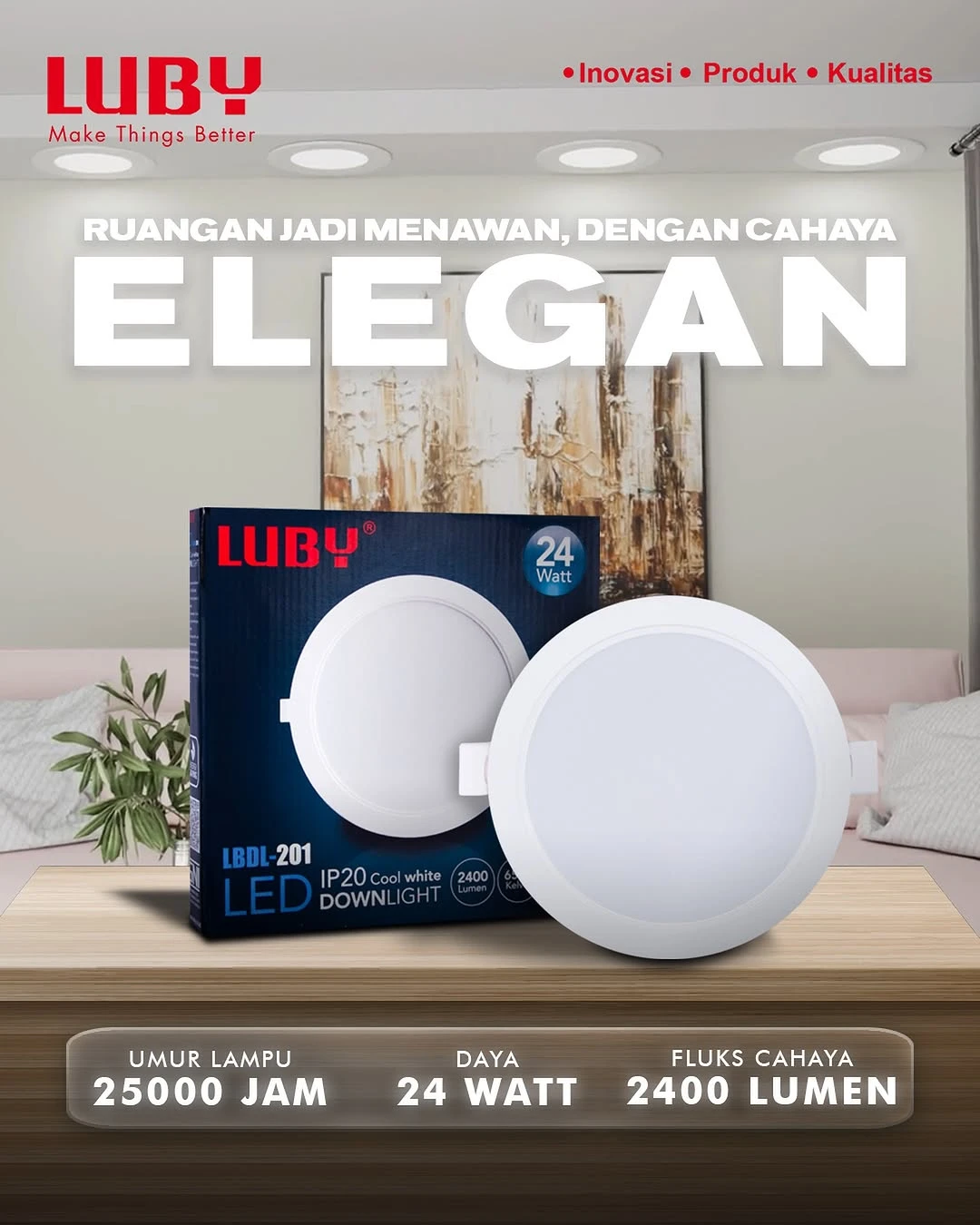 LUBY Jual Lampu Downlight Murah Tahan 25.000 Jam