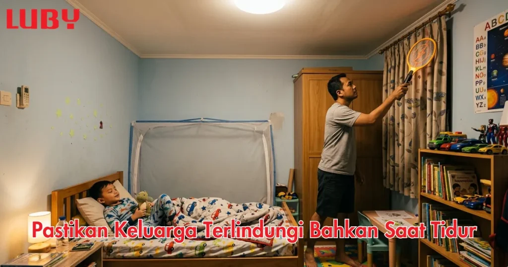 Mencari Nyamuk Sebelum Tidur dengan raket nyamuk Pastikan Keluarga Terlindungi