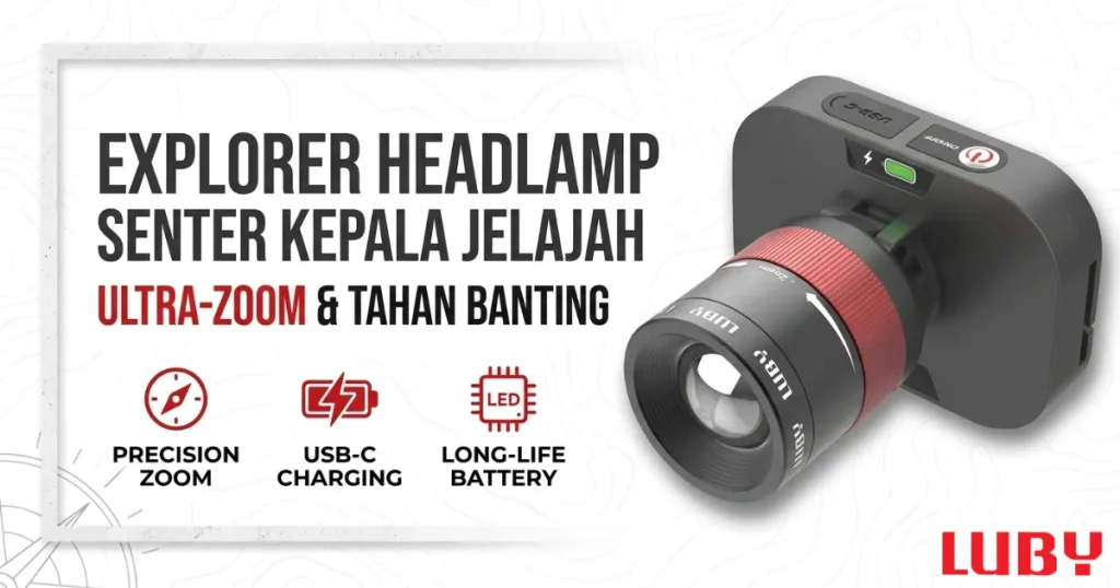 Senter Kepala Luby L-2913 Headlamp 100Watt dengan Fitur Zoom Jarak Jauh