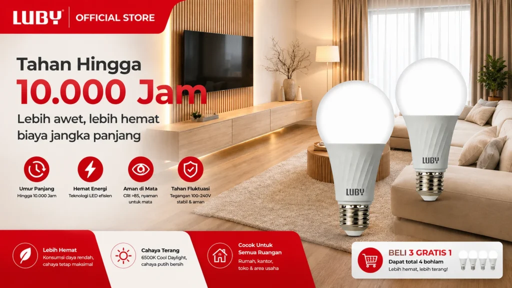 LUBY Eyesential Lampu LED Beli 3 Gratis 1, Solusi Lampu Terang dan Nyaman di Mata