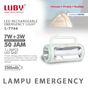 LUBY Senter Lampu Emergency LED Portable Lampu Darurat 7 Watt + 3 Watt Tahan Lama L 7766