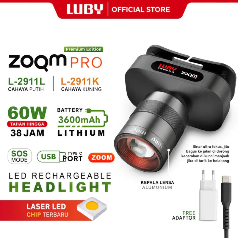 headlamp senter kepala luby L-2911 Pro