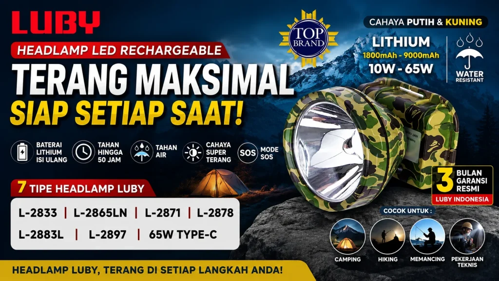 headlamp senter kepala luby untuk berbagai kebutuhan