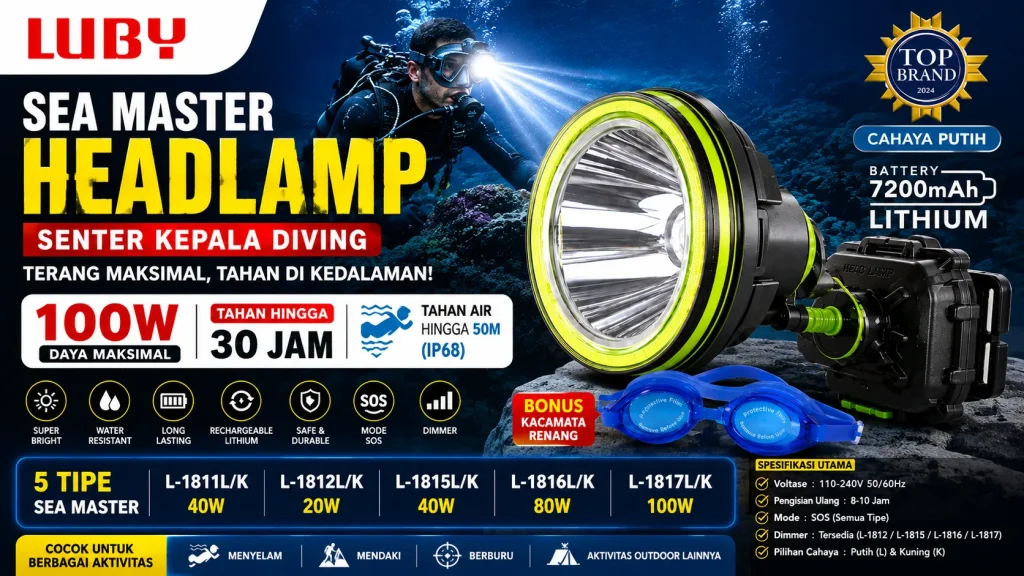 headlamp senter kepala sea master untuk rekomendasi untuk diving