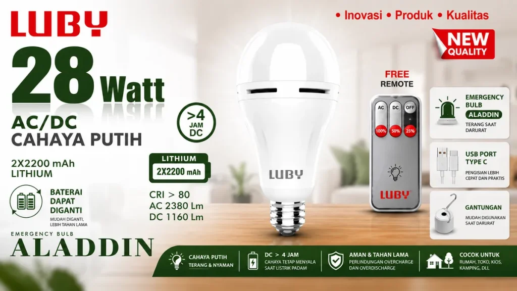 lampu emergency bulb LED luby tipe aladdin