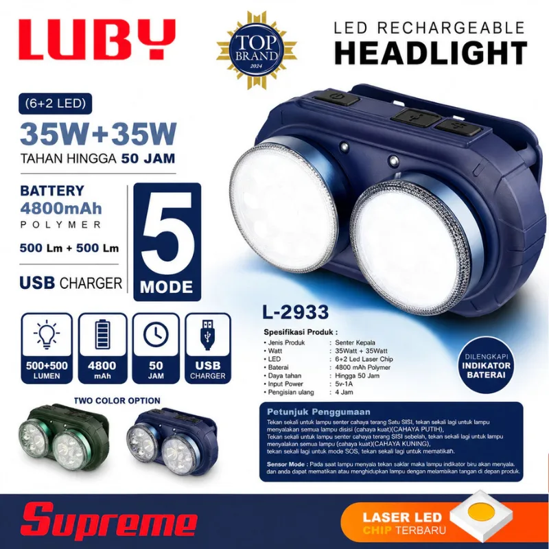 senter kepala headlamp luby L-2933