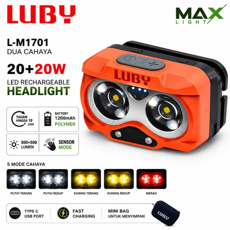 senter kepala headlamp luby Max Light L-M1701