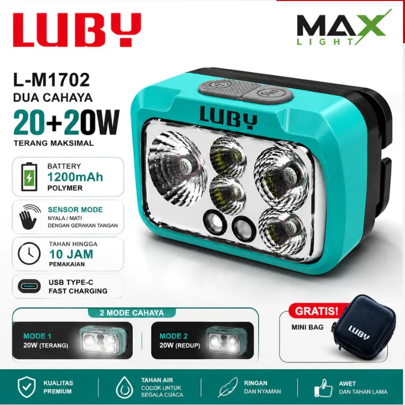senter kepala headlamp luby Max Light L-M1702