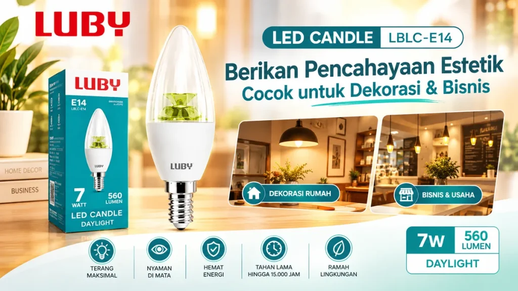 Candle Lamp LUBY LBLC-E14 Berikan Pencahayaan Estetik Cocok untuk Dekorasi & Bisnis