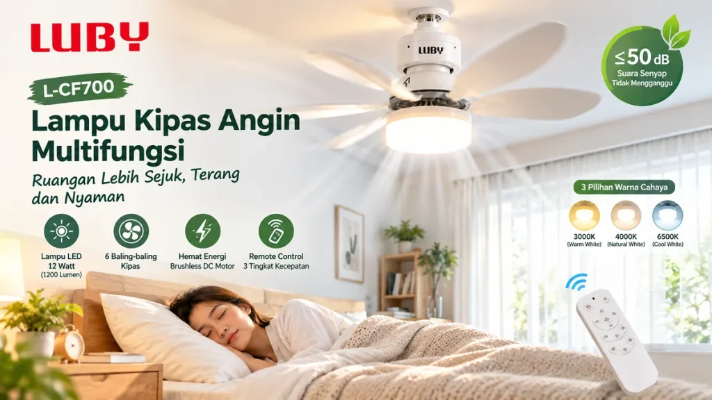 Kamar Kos Sempit dan Gerah Pakai Lampu Kipas Angin LUBY L-CF700 Gak Perlu AC Langsung Pasang