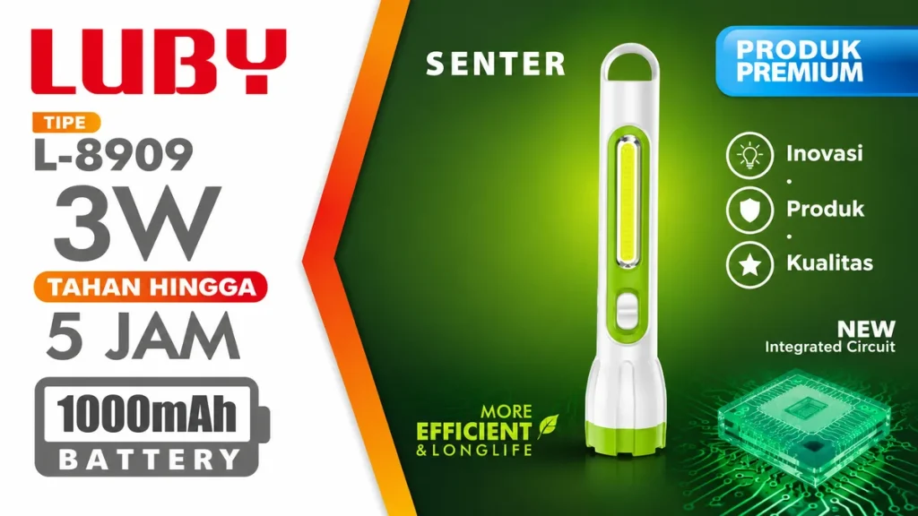 LUBY L-8909 Senter Darurat untuk Antisipasi Mati Lampu & Bencana