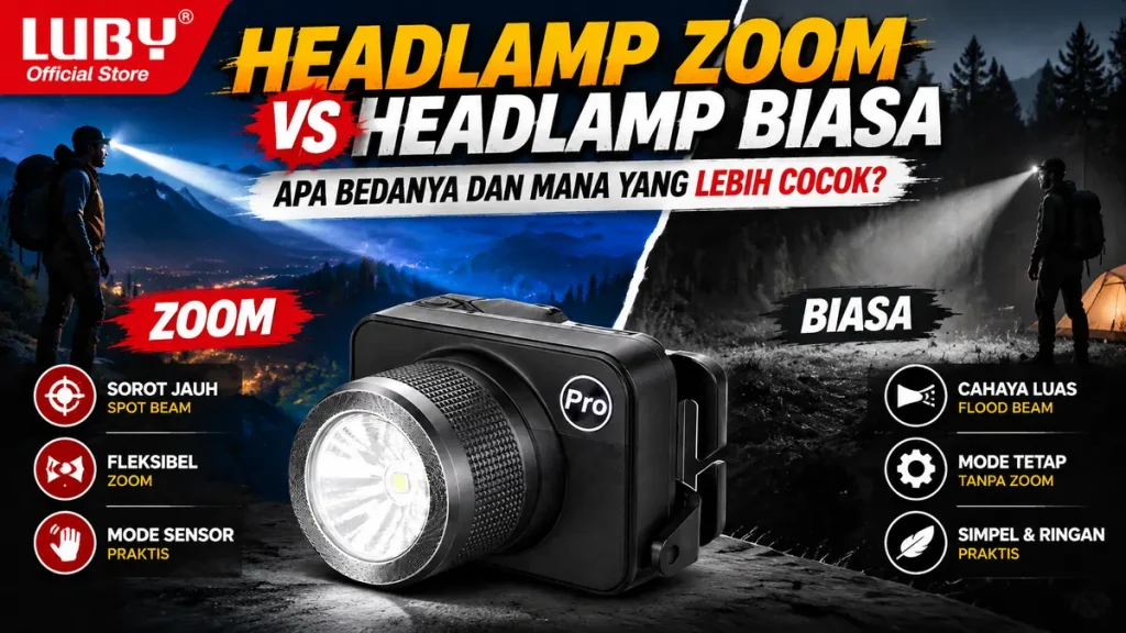 LUBY L-2937 Headlamp Zoom vs Headlamp Biasa Perbedaan dan Mana yang Lebih Cocok